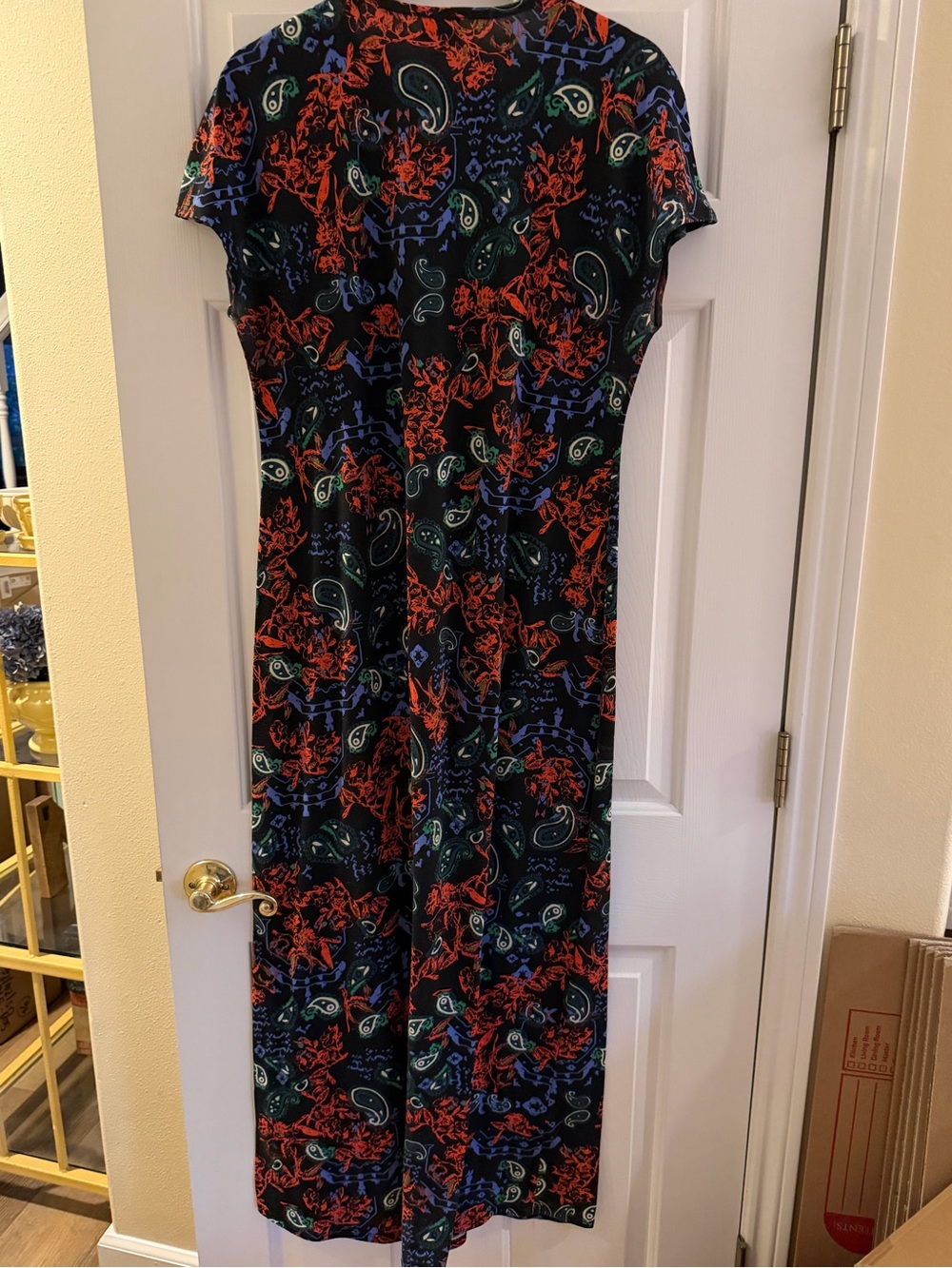 LuLaRoe Maria Black Maxi Dress with Multicolor Paisley Print. Size large - Picture 2 of 5